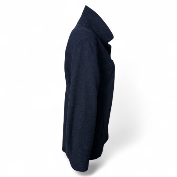 Classic TALBOTS Women's L Long-Sleeved Button-Down Large-Weave Navy Shirt-Jacket - Picture 6 of 10